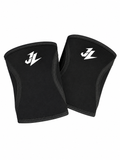 Rodilleras J-LAR 5 mm de neopreno negras — vista frontal, par con logo JL